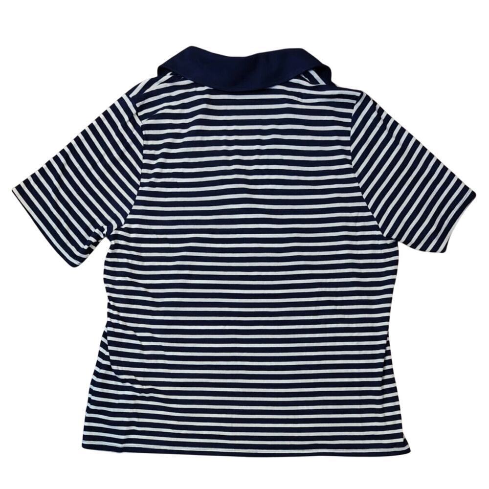 Navy and White Ribbed Polo Striped Women's Top NWT Ava & Viv 2X - Picture 3 of 4